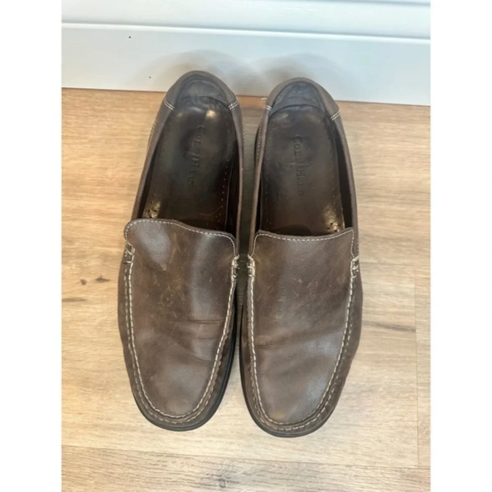 Cole Haan Leather Loafer Men 11.5‎ Brown Nike Air Slip On Shoes Business Classic